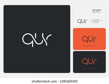 Q U R Letters Joint logo icon and business card vector template.
