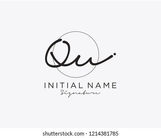 Q U Signature initial logo template vector