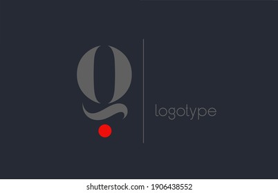 Logo de letras del alfabeto único Q para negocios. Identidad corporativa creativa y letras en color azul y rojo gris. Diseño de iconos de marca de empresa con punto