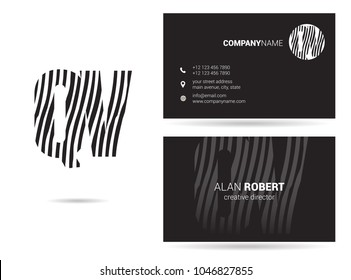 Q & V joint logo waves letter design with business card template