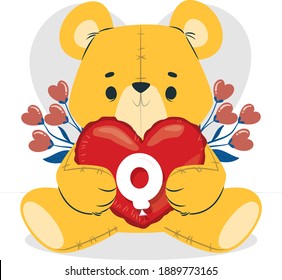 Q, Valentine's day, cute bear, and alphabet.