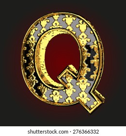 q vector black letter with gold