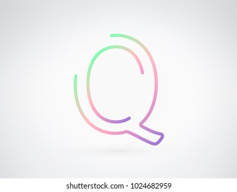 Q vector font letter alphabet. Playful color dynamic flat design with brilliant smooth gradient for your unique elements design ; logo, headline, corporate identity, application, joyful poster & more