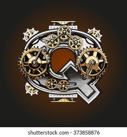 q vector letter with gears