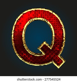 q vector red letter with gold