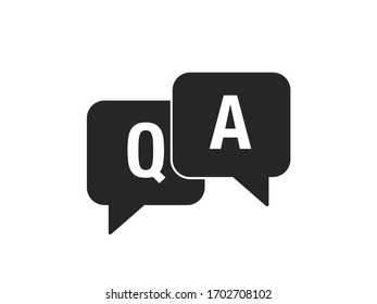 Q and A vector sign.  Black isolated q & a sign. 