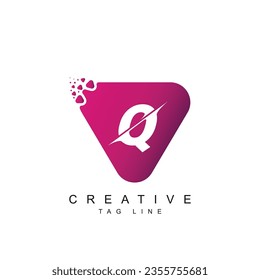 Q vector triangle natural logo design template for branding, corporate identity