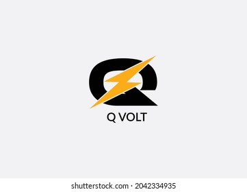 Q volt Abstract Q letter modern initial Tech logo design 