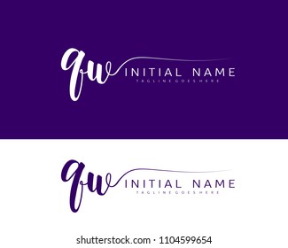 Q W Initial handwriting logo vector. Hand lettering for designs.
