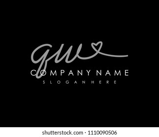 Q W Initial handwriting logo vector
