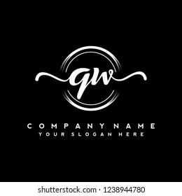 Q W Initial handwriting logo vector
