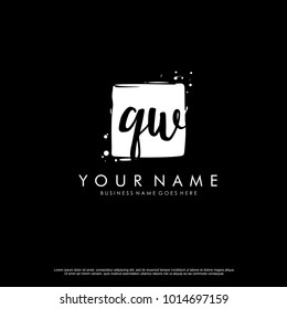Q W initial square logo template vector