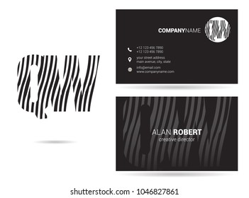 Q & W joint logo waves letter design with business card template