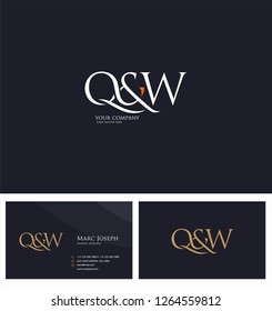 Q & W letters Joint logo icon and Business card vector template.