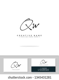 Q W QW initial logo signature template vector. Handwriting logo concept