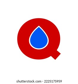 Q with water drop monogram. 