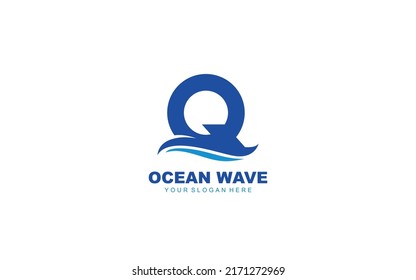 Q WAVE logo design inspiration. Vector letter template design for brand.