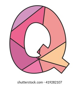 Q wrapping surface pastel vector alphabet letter isolated on white background