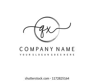 Q X Initial handwriting logo vector