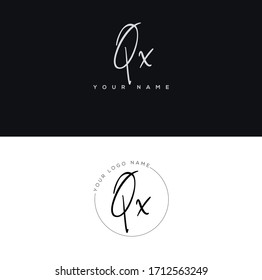 Q X QX Escritura a mano inicial y logotipo de firma.	
