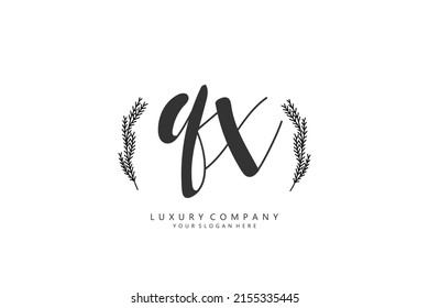 Q X QX logo, Initial lettering handwriting or handwritten for identity. Logo with signature and hand drawn style.