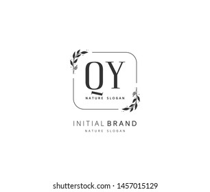Q Y QY Beauty vector initial logo, handwriting logo of initial signature, wedding, fashion, jewerly, boutique, floral and botanical with creative template for any company or business.