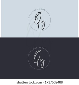 Q Y QY Initial letter handwriting and signature logo.	
