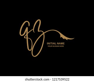 Q Z Initial Handwriting Logo Template