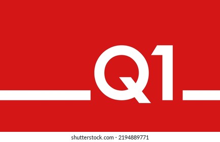 Q1 on red background, first quarter cover or poster