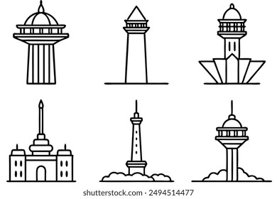 Q1 Tower line art illustration ideal for contemporary art projects
