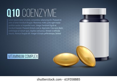 q10 oil drop tablet capsule whit dna realistic 3d object