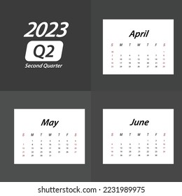 Q2 Second Quarter of 2023 Calendar
