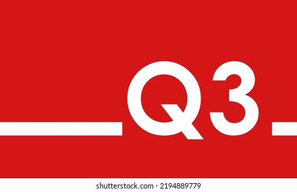 Q3 on red background, third quarter cover or poster