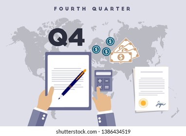 Q4 fourth quarter business report target corporate financial result - Vector