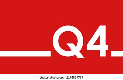 Q4 on red background, fourth quarter cover or poster