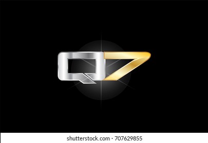 Q7 Q 7 gold glitter glittering letter and number combination of a logo with metallic texture