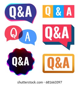 Q&A. Badge, Icon, Logo Set. Vector Illustrations On White Background.