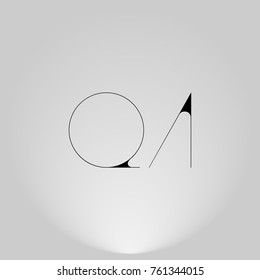 QA Black thin minimalist LOGO Design with Highlight on Gray background.