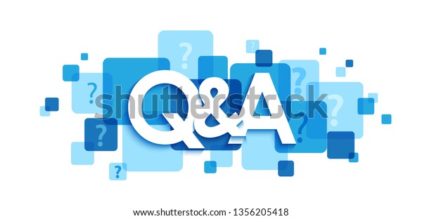 Q&A blue\
typography banner with question\
marks
