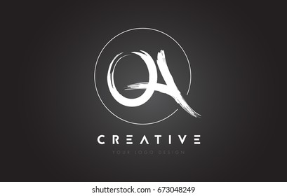 QA Brush Letter Logo Design. Artistic Handwritten Brush Letters Logo Concept Vector.