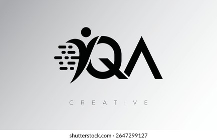 QA Creative Digital Monogram Logo – Futuristic Letter mark Design Featuring Human Shape, Pixel Motion and Minimal Tech Style for Innovative Branding Identity
