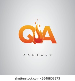 QA Creative Fire Letter Logo Design