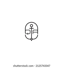 QA creative letter logo design in anchor concept with high quality professional design that will print well across any print media