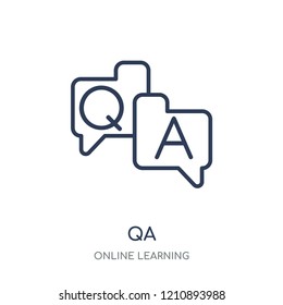 QA icon. QA linear symbol design from Online learning collection.
