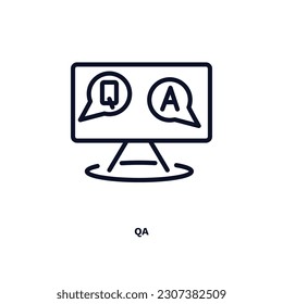qa icon. Thin line qa icon from distance learning collection. Outline vector isolated on white background. Editable qa symbol can be used web and mobile