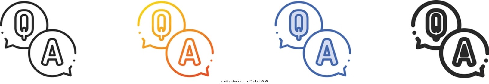 qa icon.Thin Linear, Gradient, Blue Stroke and bold Style Design Isolated On White Background