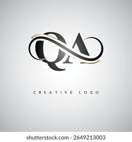 Logotipo de monograma infinito QA - Elegante design de marca de carta moderna com loop de luxo e símbolo de marca elegante
