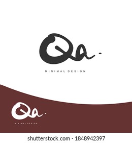 QA Initial handwriting or handwritten logo for identity. Logo with signature and hand drawn style.