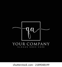 QA Initial handwriting minimalist logo vector