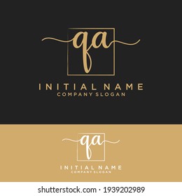 QA Initial letters, handwriting signature logo.